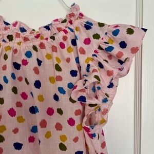 Anthropologie THML Lyla Blouse in Pink Polka Dots | Size XS